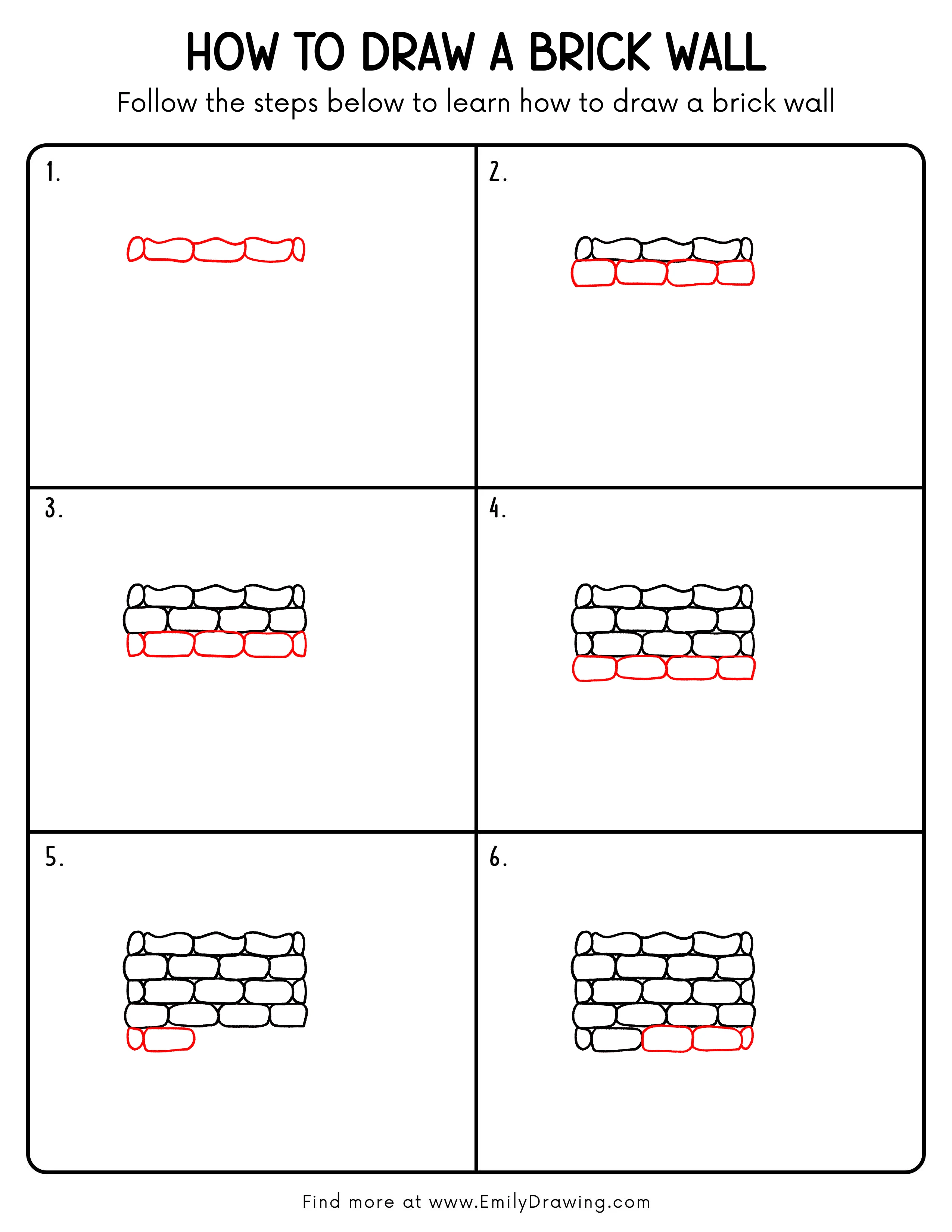 Printable Brick Wall Drawing Guide